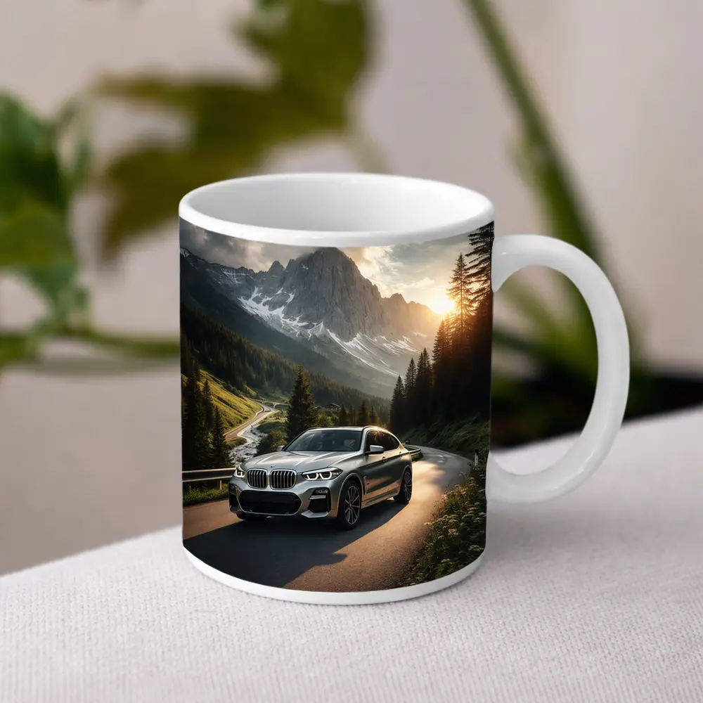 BMW X3 Silver SUV Mountain Road Drive – Mugs