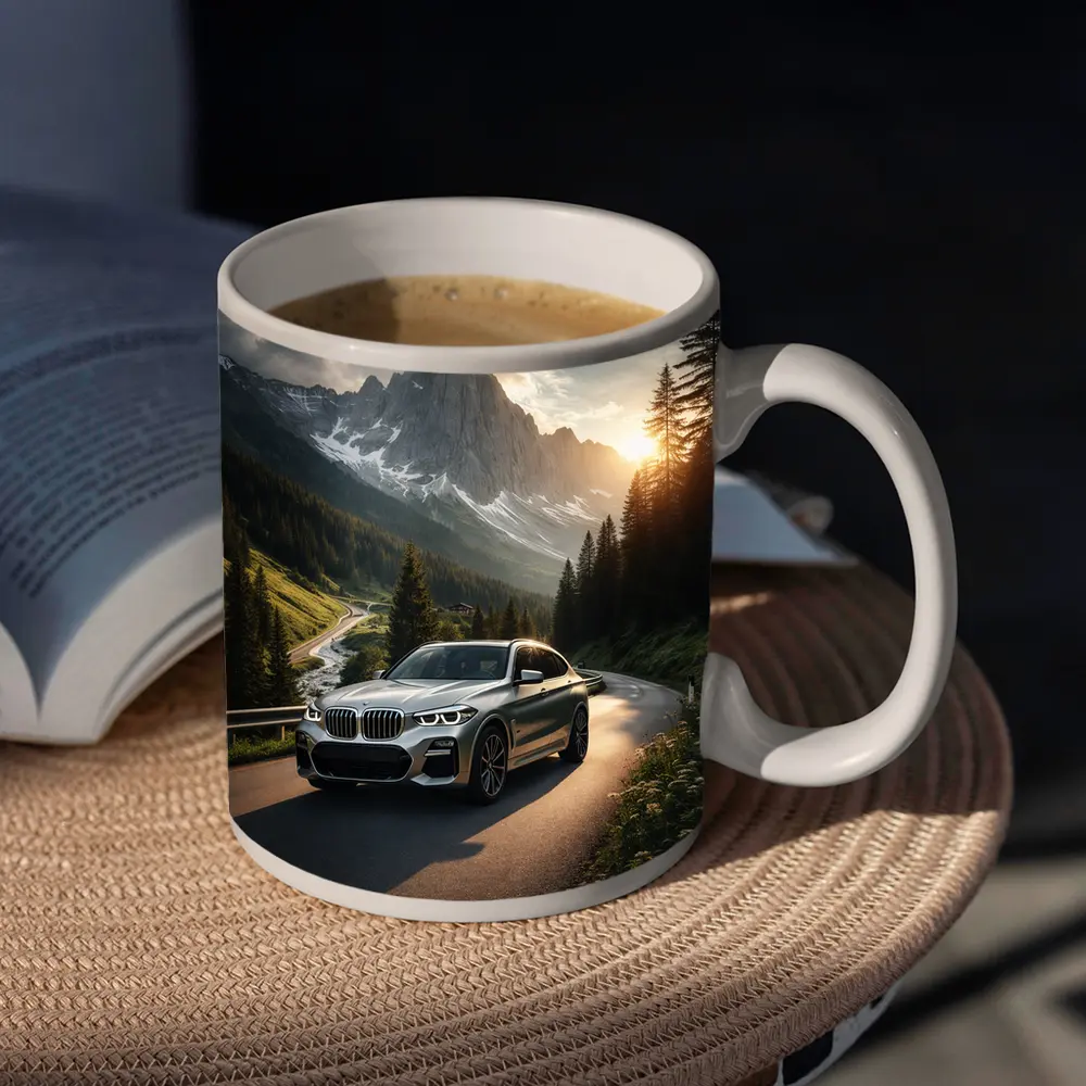 BMW X3 Silver SUV Mountain Road Drive – Mugs
