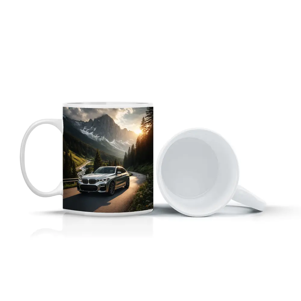 BMW X3 Silver SUV Mountain Road Drive – Mugs