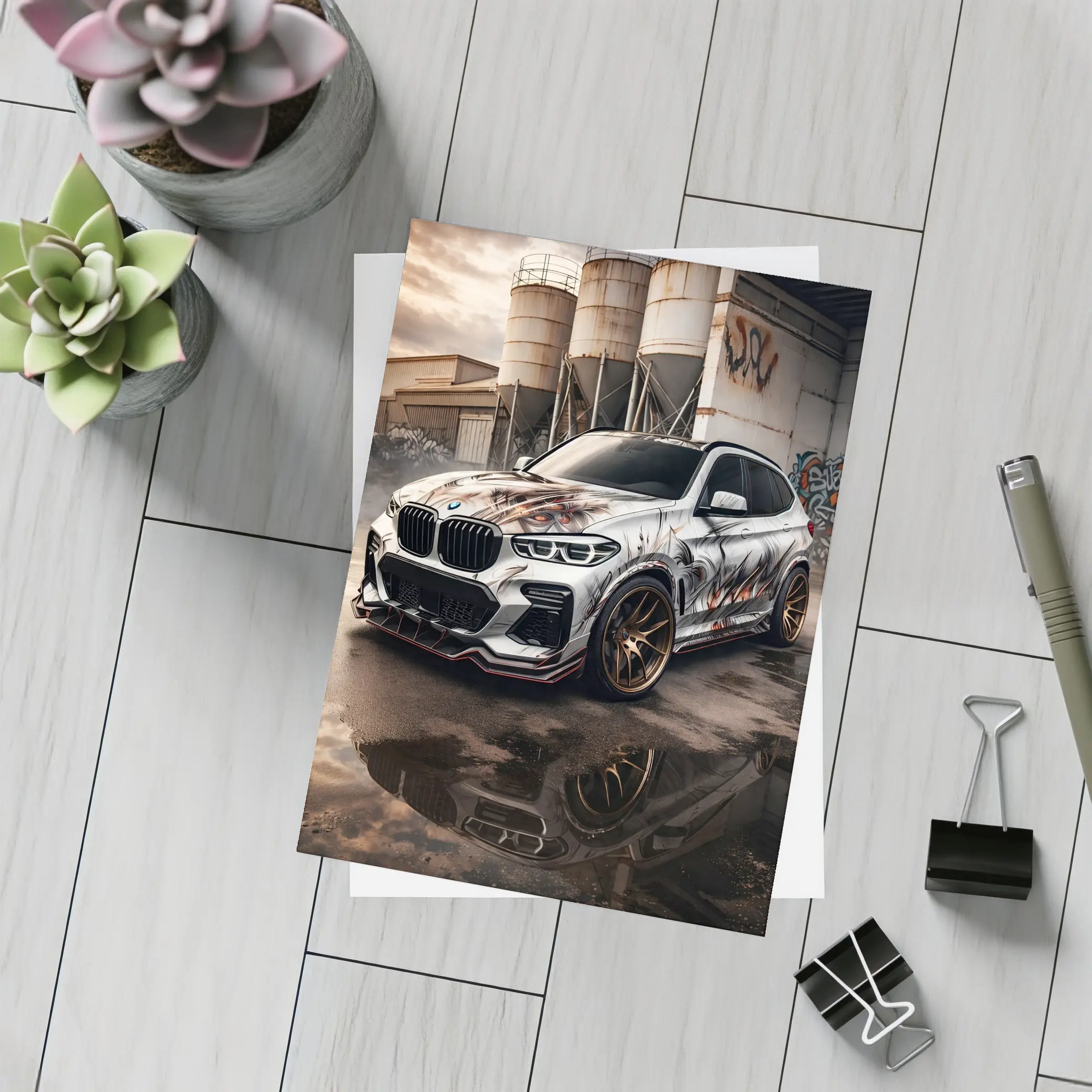 BMW X3 Custom Wrap Industrial Urban Setting – Postcards