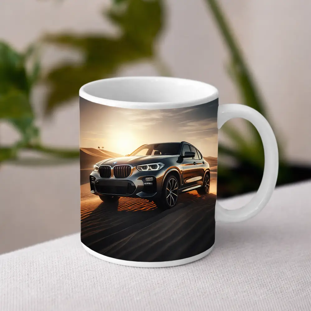 BMW X3 Crossing Golden Desert Dunes – Mugs