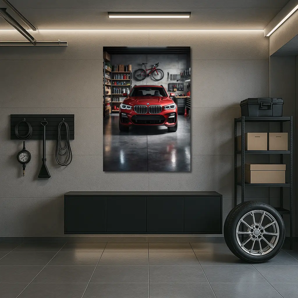 BMW X3 Red SUV Garage Workshop – Wall Art