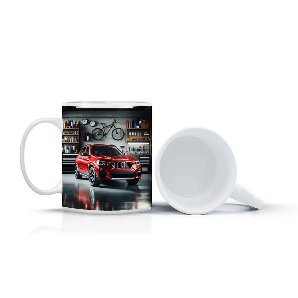 Red BMW X3 SUV Parked In Garage – Mugs