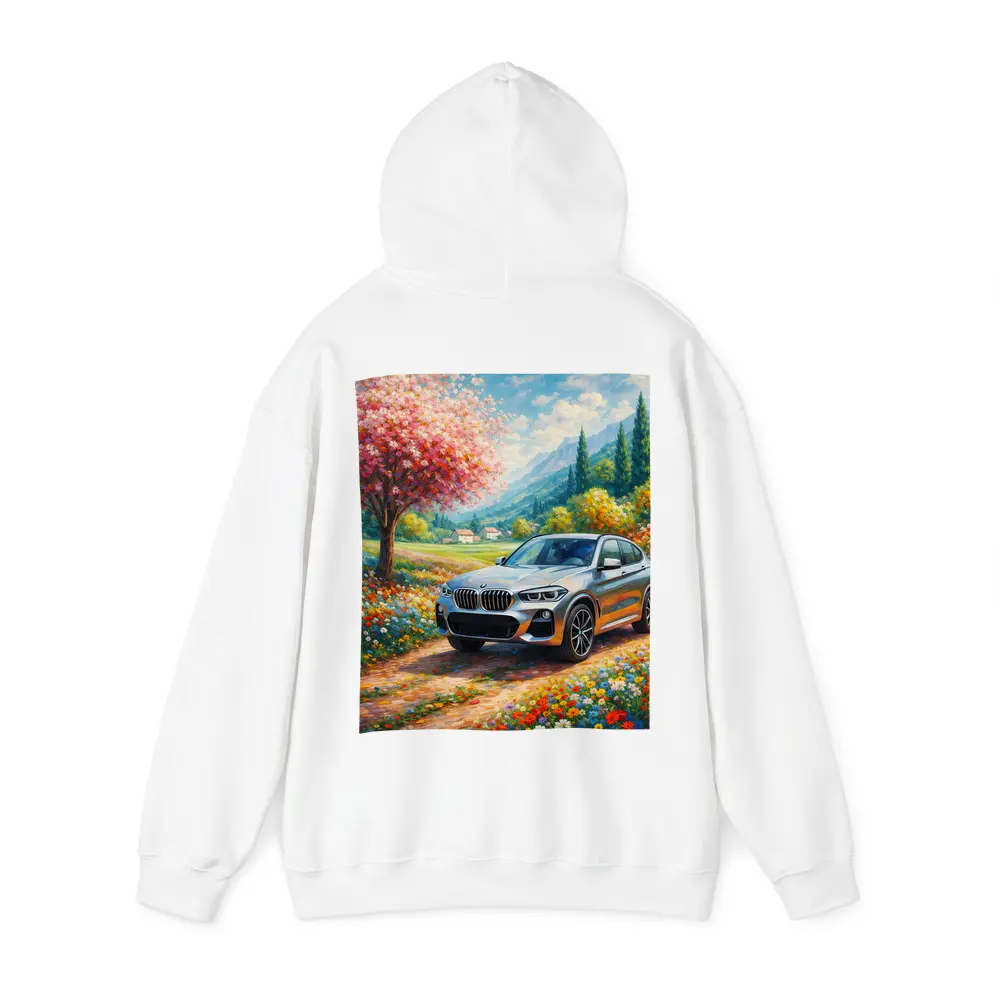 BMW X4 Silver SUV Spring Floral Landscape – Hoodies