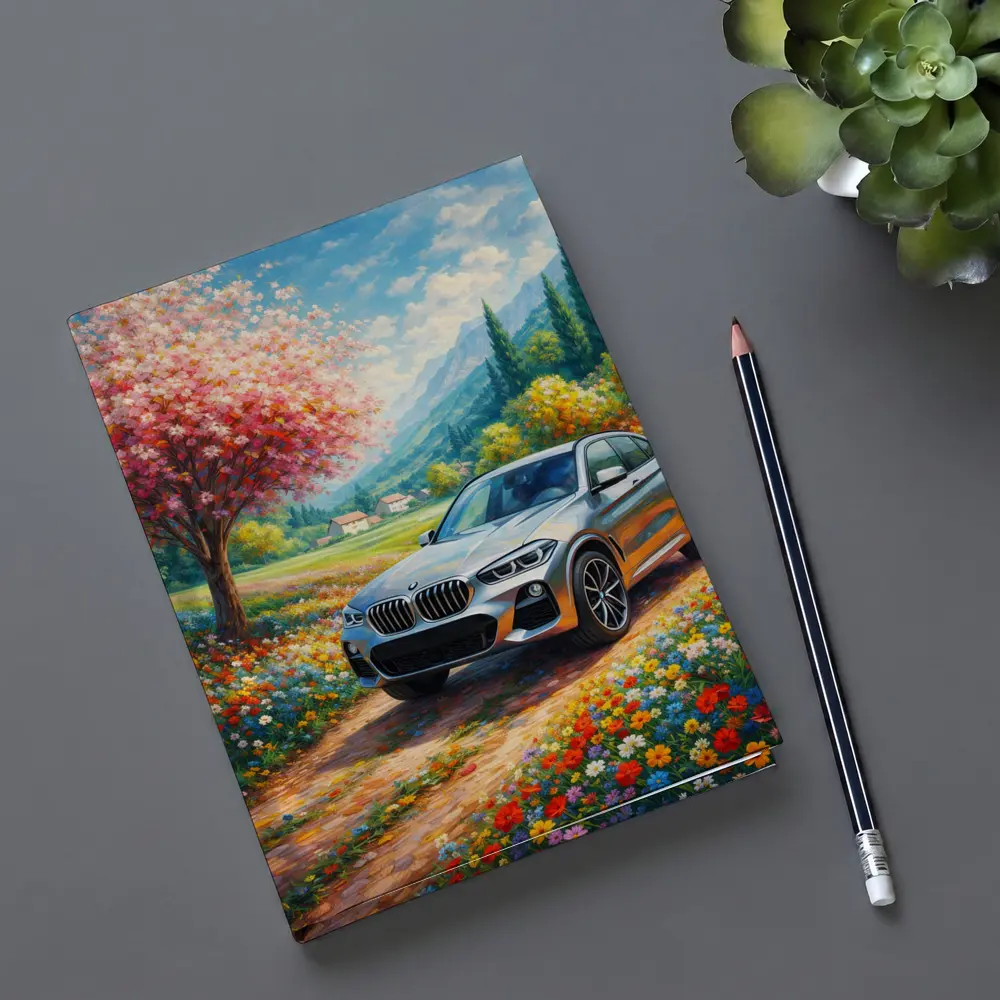 BMW X4 Silver SUV Spring Floral Landscape – Notebooks