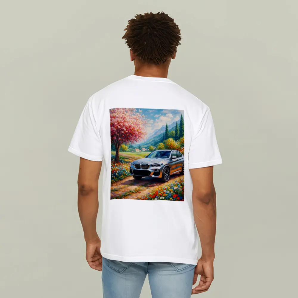 BMW X4 Silver SUV Spring Floral Landscape – T-Shirts