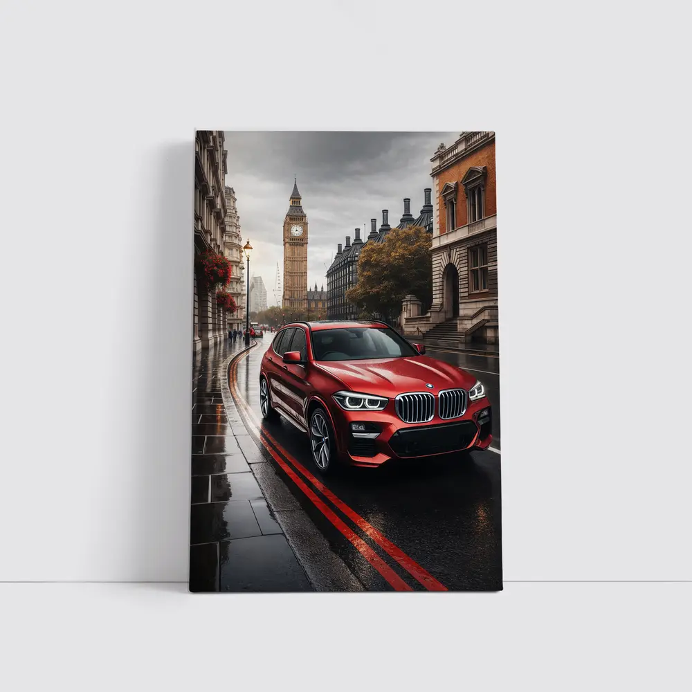 BMW X3 Red SUV London Streets – Wall Art