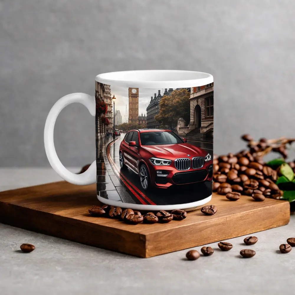 BMW X3 Red SUV London Streets – Mugs