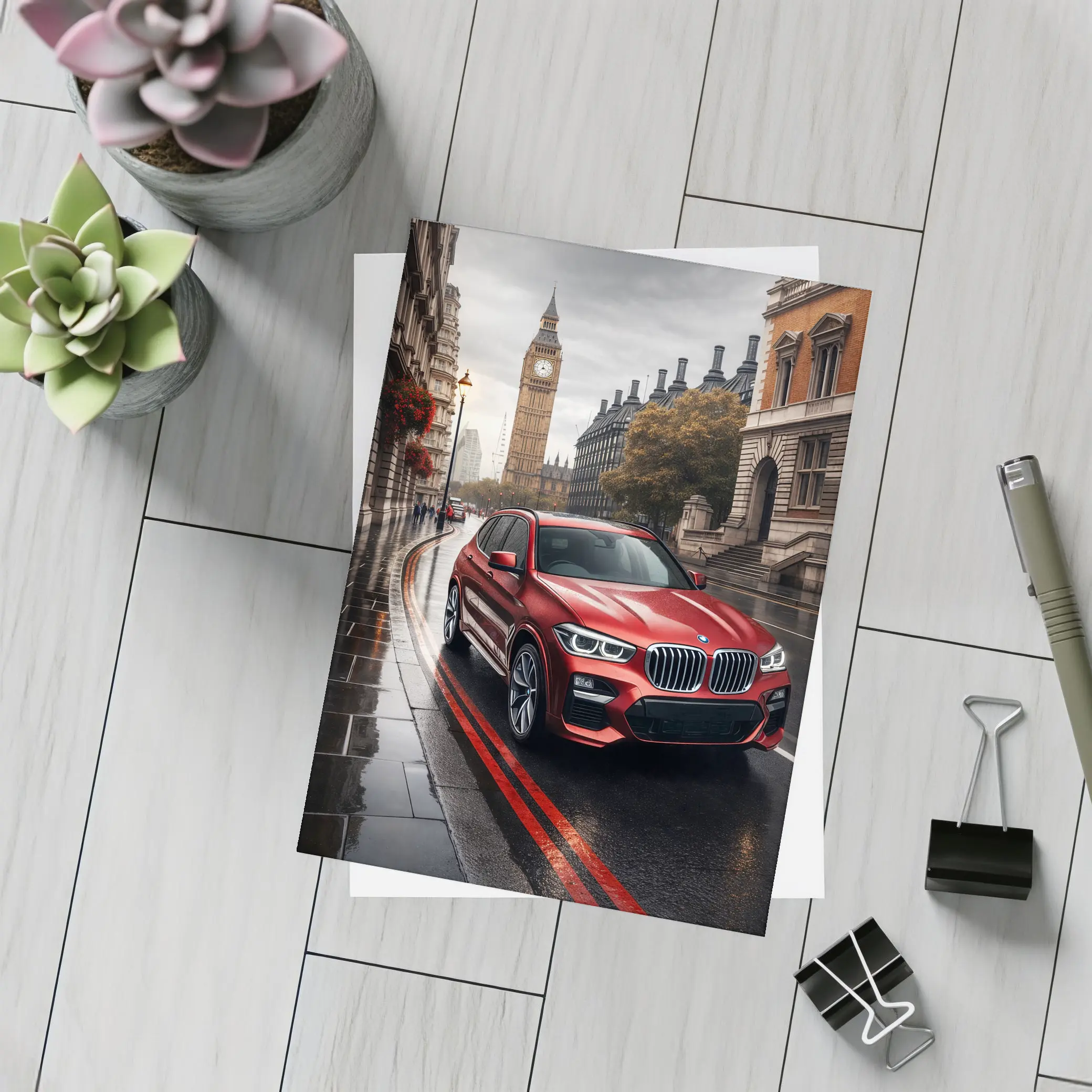 BMW X3 Red SUV London Streets – Postcards