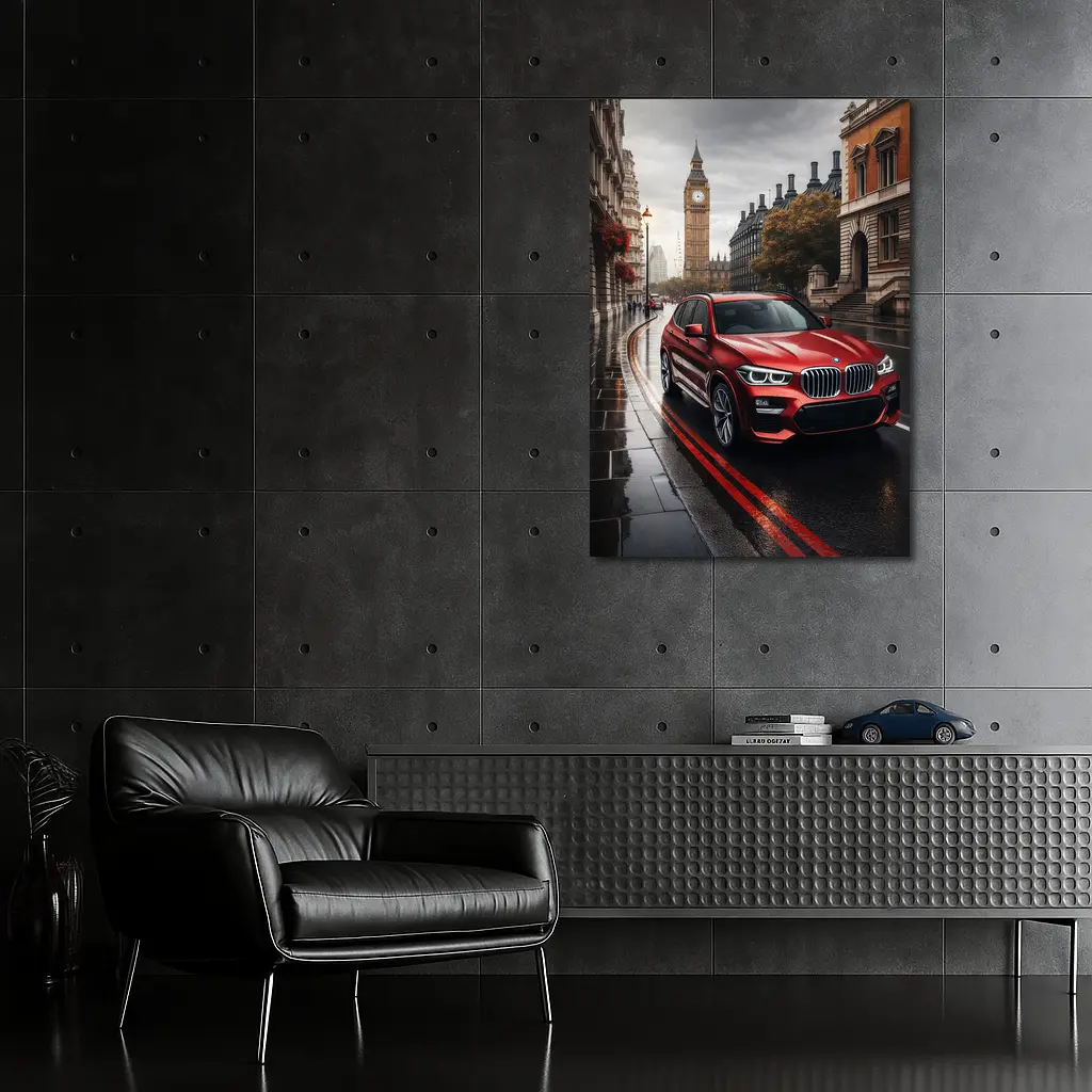 BMW X3 Red SUV London Streets – Wall Art