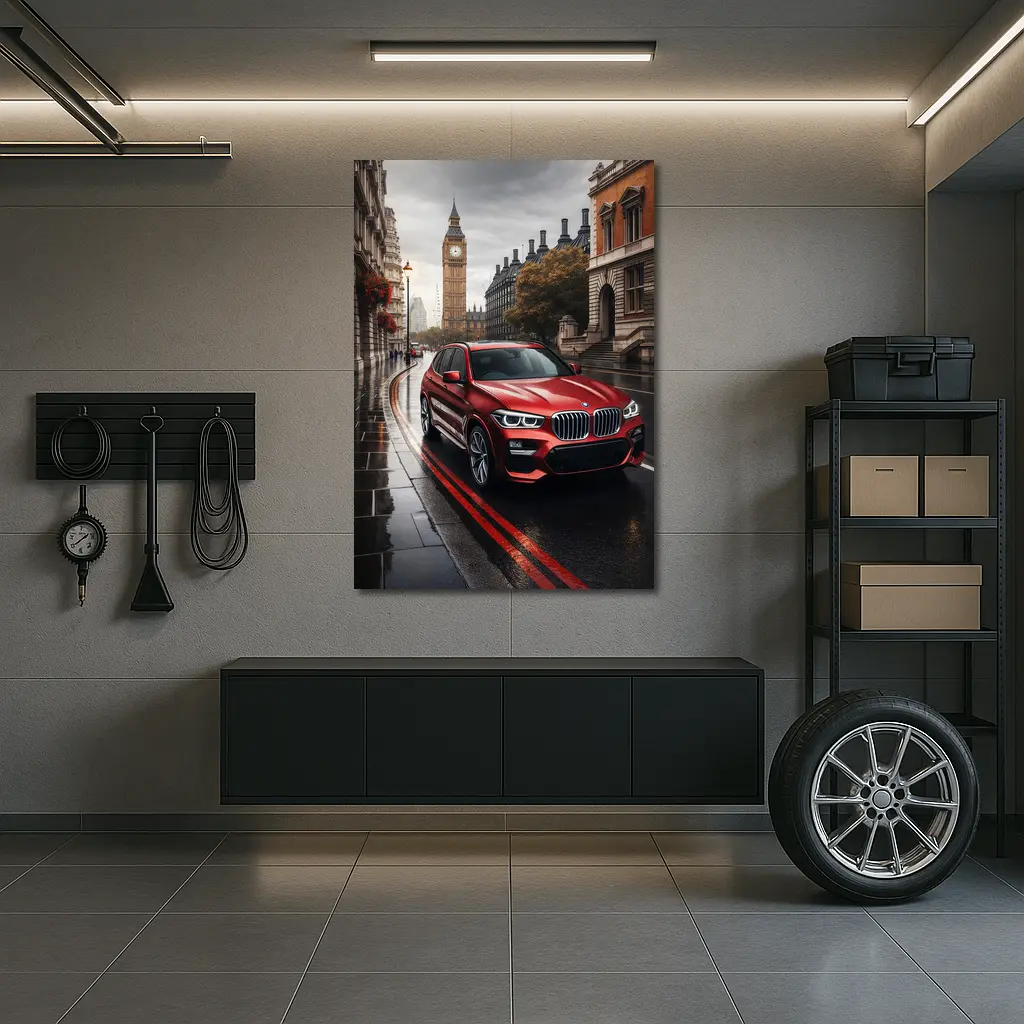 BMW X3 Red SUV London Streets – Wall Art