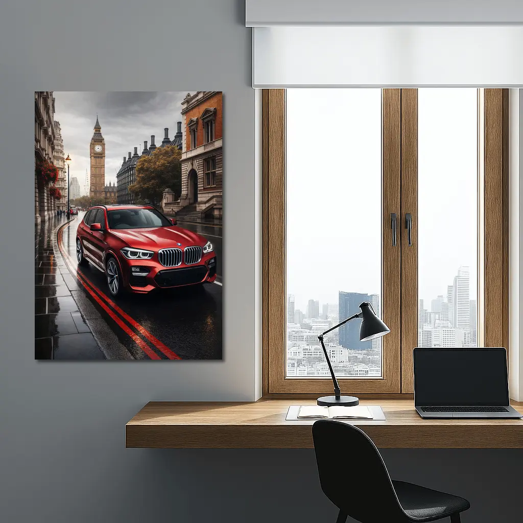 BMW X3 Red SUV London Streets – Wall Art