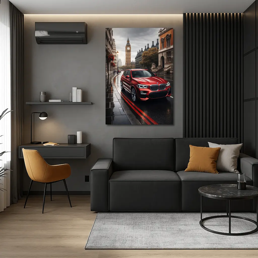 BMW X3 Red SUV London Streets – Wall Art