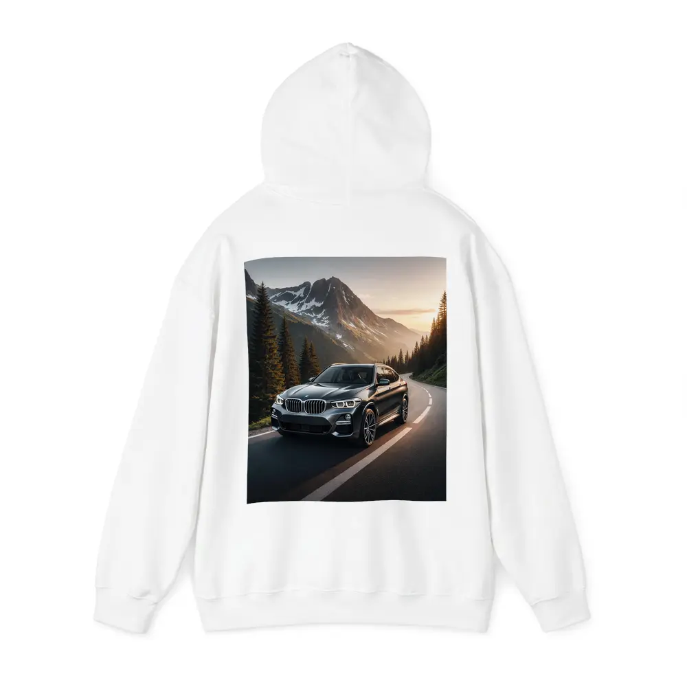 BMW X4 Dark Gray Mountain Road Sunset – Hoodies