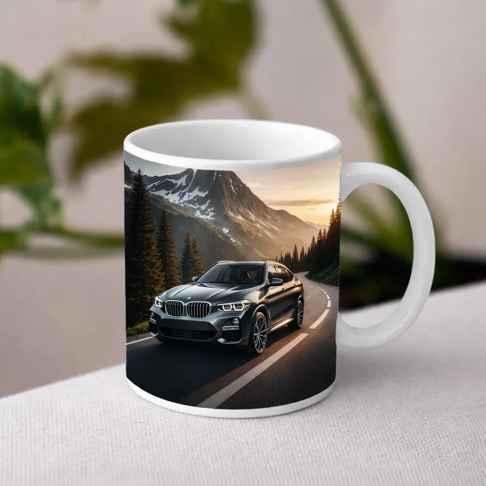 BMW X4 Dark Gray Mountain Road Sunset – Mugs