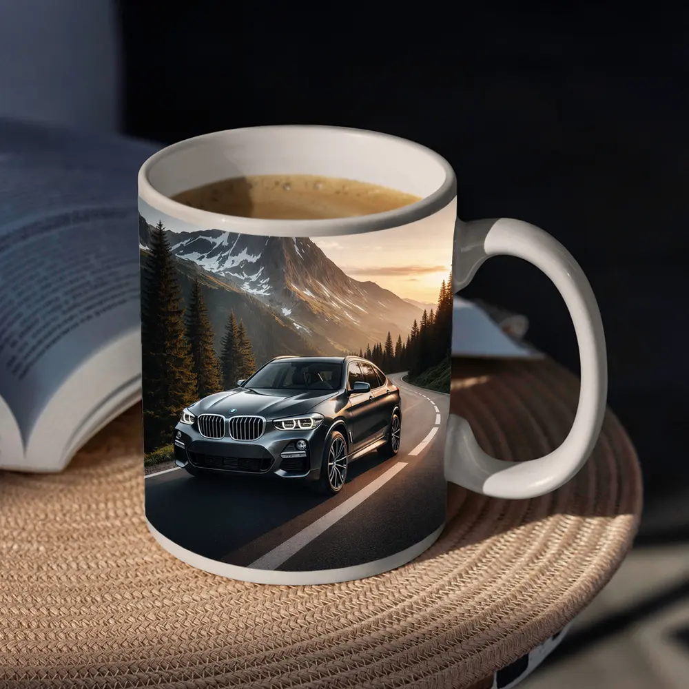 BMW X4 Dark Gray Mountain Road Sunset – Mugs