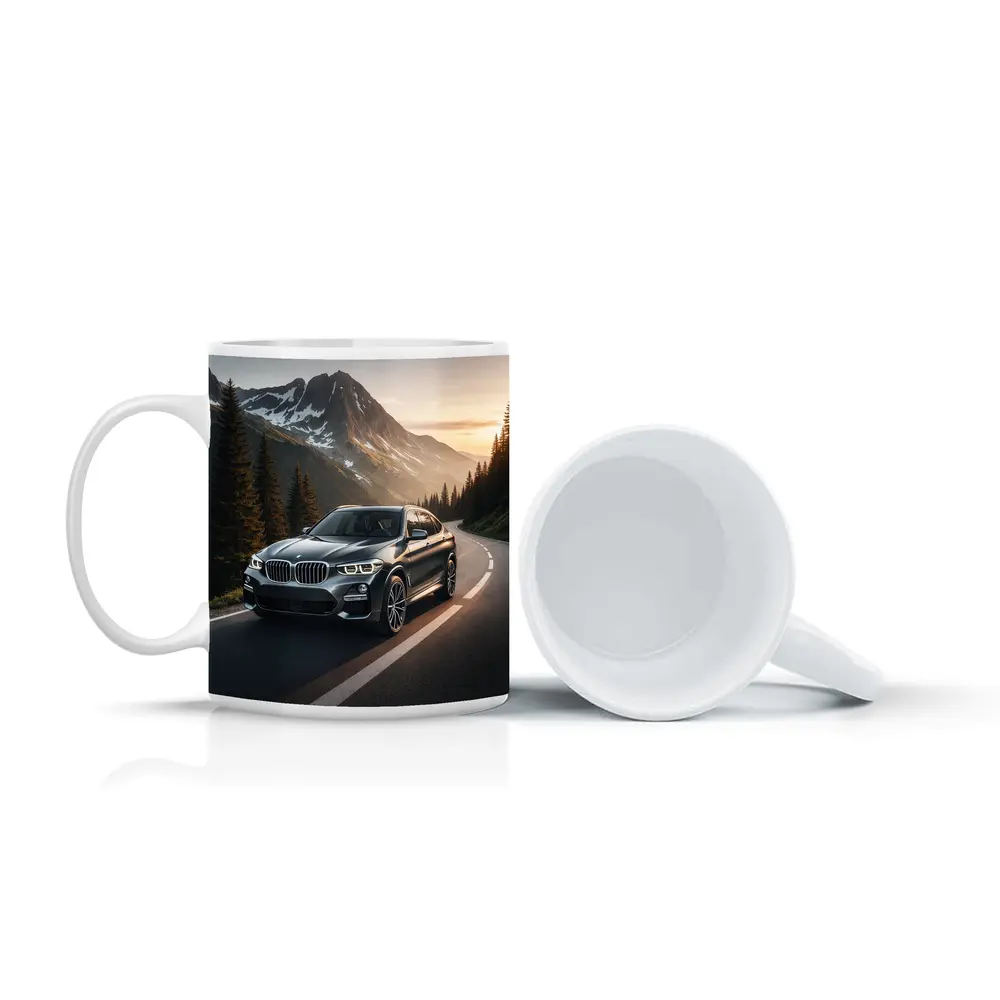 BMW X4 Dark Gray Mountain Road Sunset – Mugs