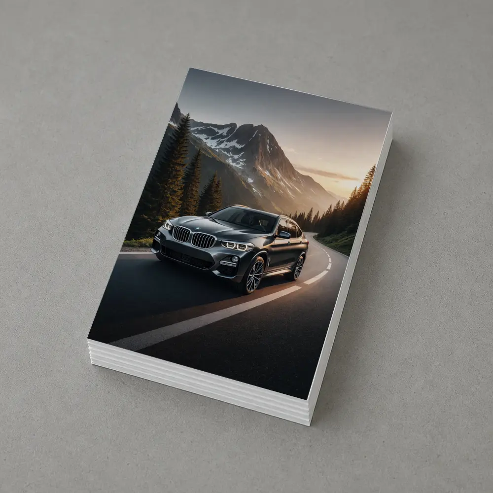 BMW X4 Dark Gray Mountain Road Sunset – Postcards