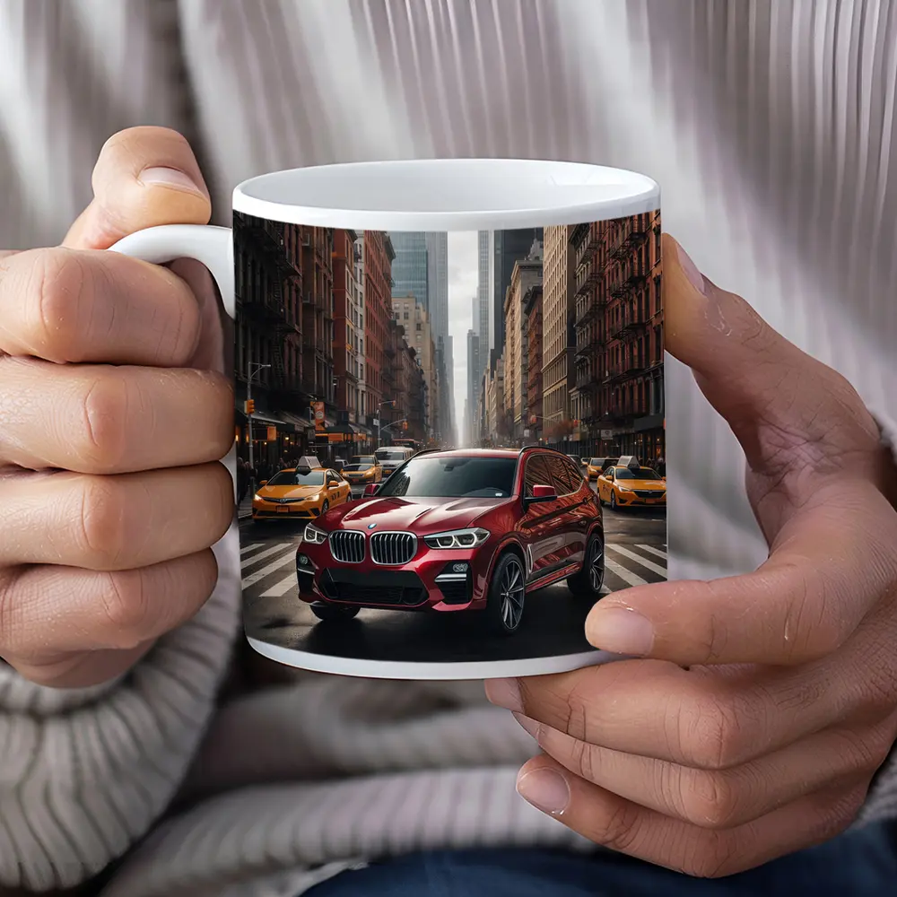 BMW X3 Red SUV New York City Streets – Mugs