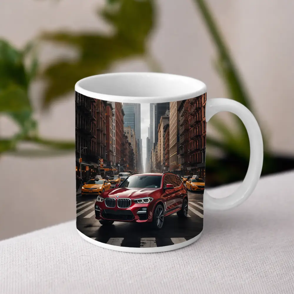 BMW X3 Red SUV New York City Streets – Mugs