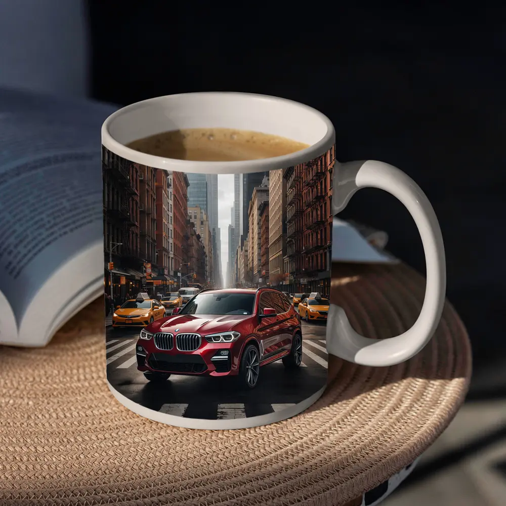 BMW X3 Red SUV New York City Streets – Mugs