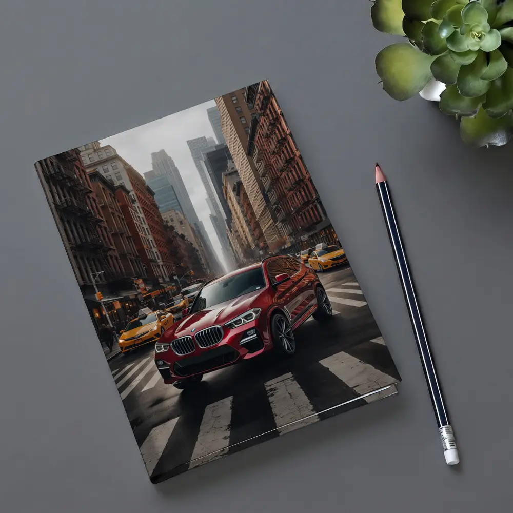BMW X3 Red SUV New York City Streets – Notebooks