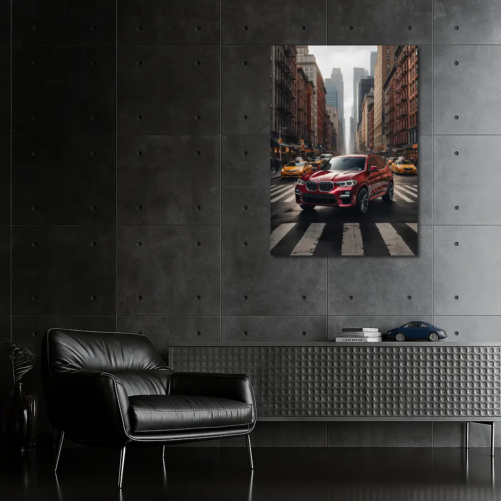 BMW X3 Red SUV New York City Streets – Wall Art