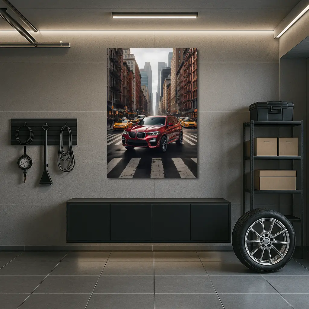 BMW X3 Red SUV New York City Streets – Wall Art