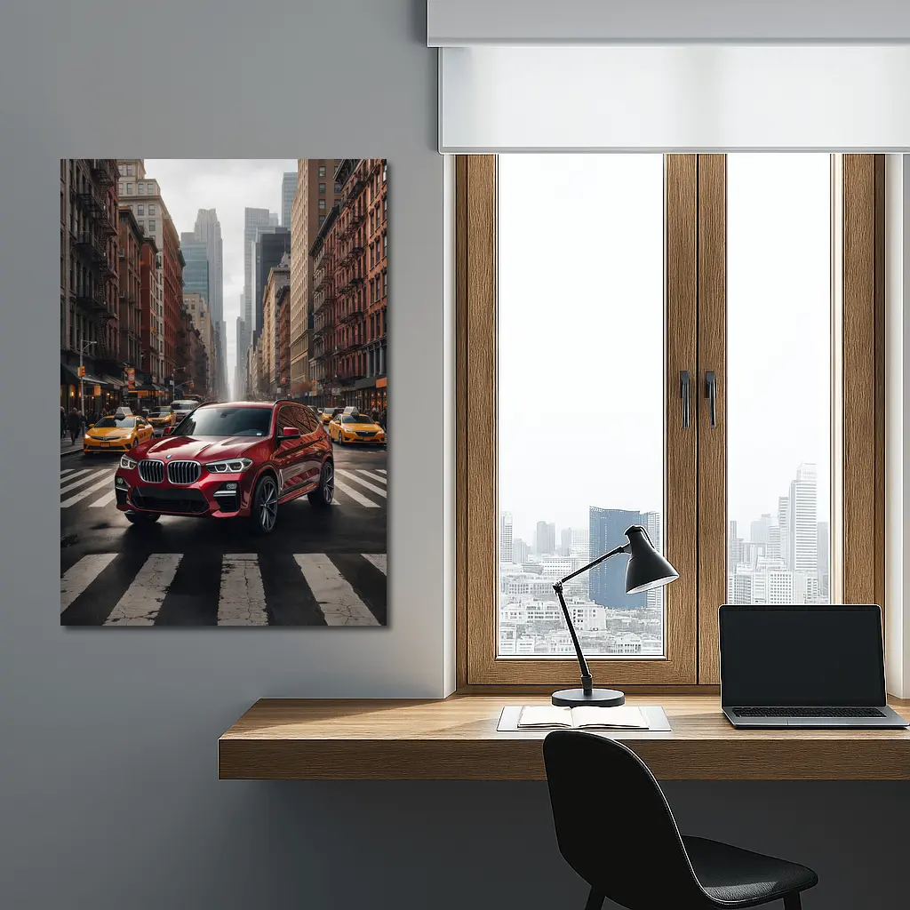 BMW X3 Red SUV New York City Streets – Wall Art