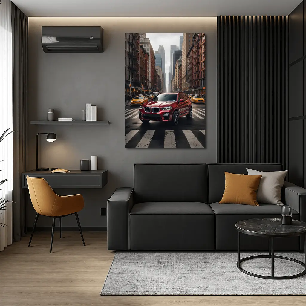 BMW X3 Red SUV New York City Streets – Wall Art