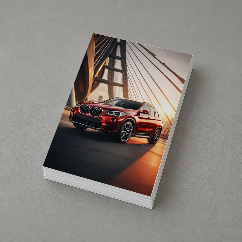 BMW X1 Red SUV on Sunset Bridge – Postcards