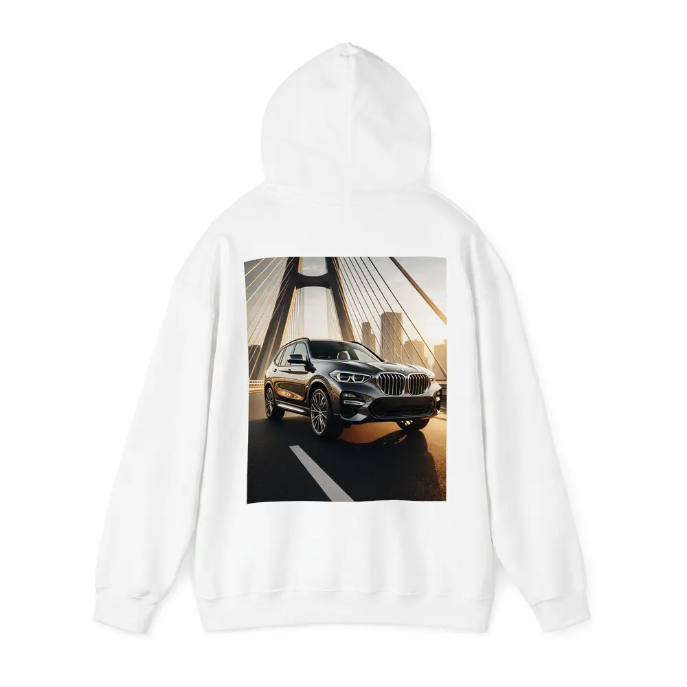 BMW X3 Dark SUV on City Bridge – Hoodies
