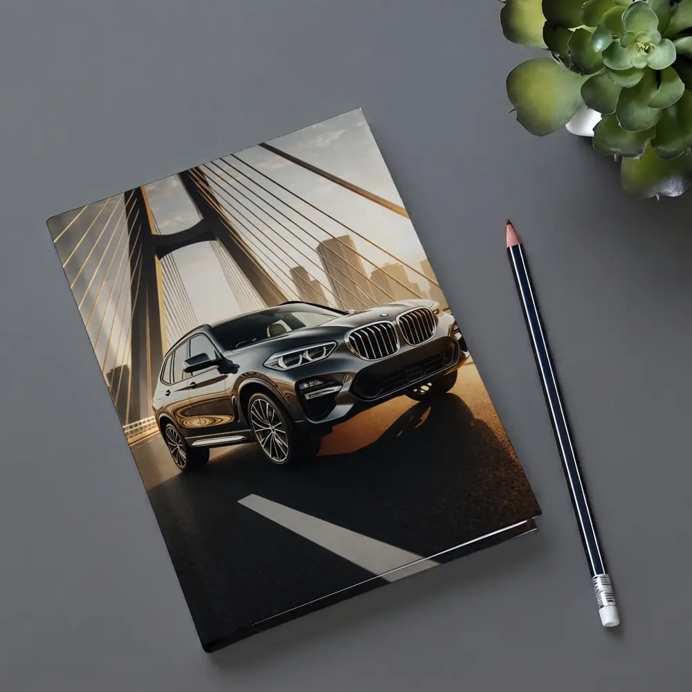 BMW X3 Dark SUV on City Bridge – Notebooks