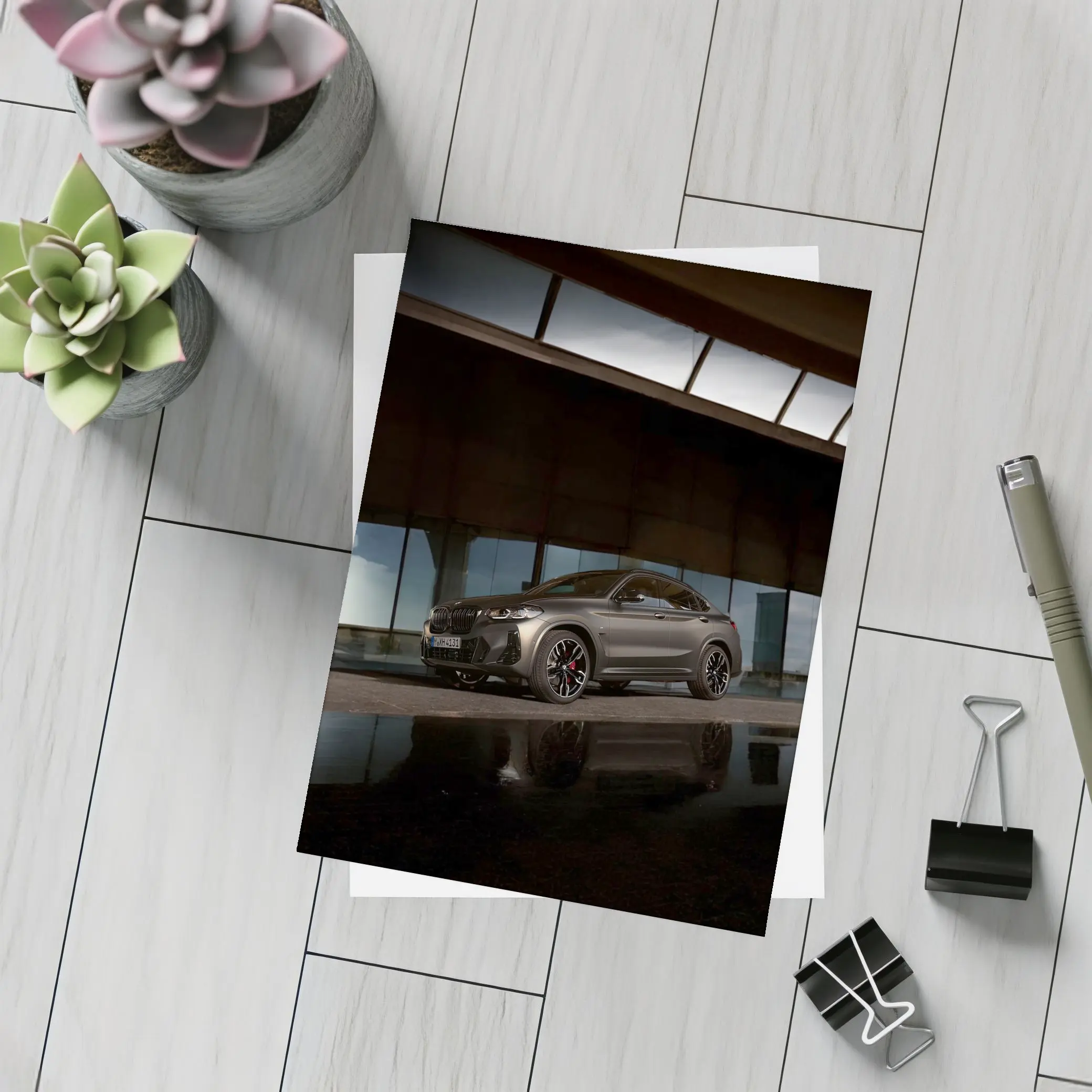 BMW X4 Dark Gray Urban Night Setting – Postcards