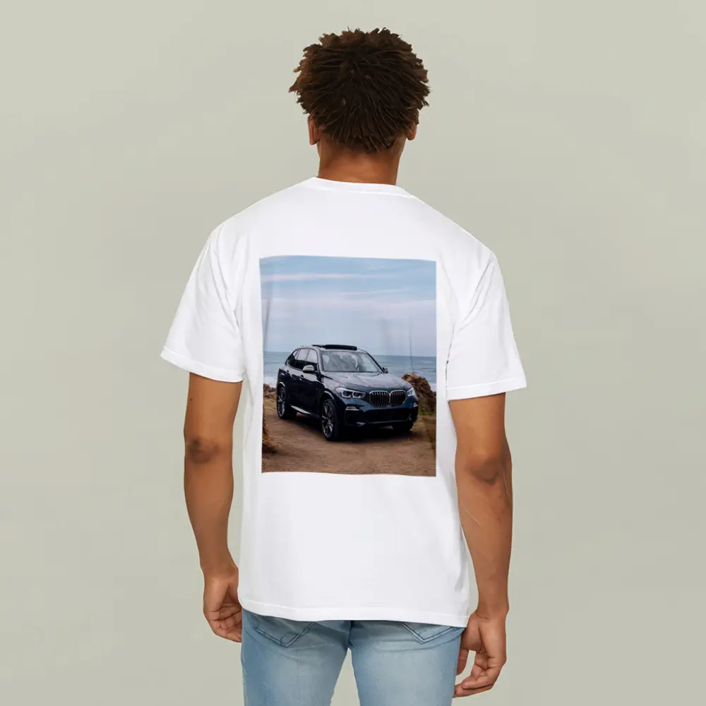 BMW X3 Parked on Coastal Cliff Trail – T-Shirts