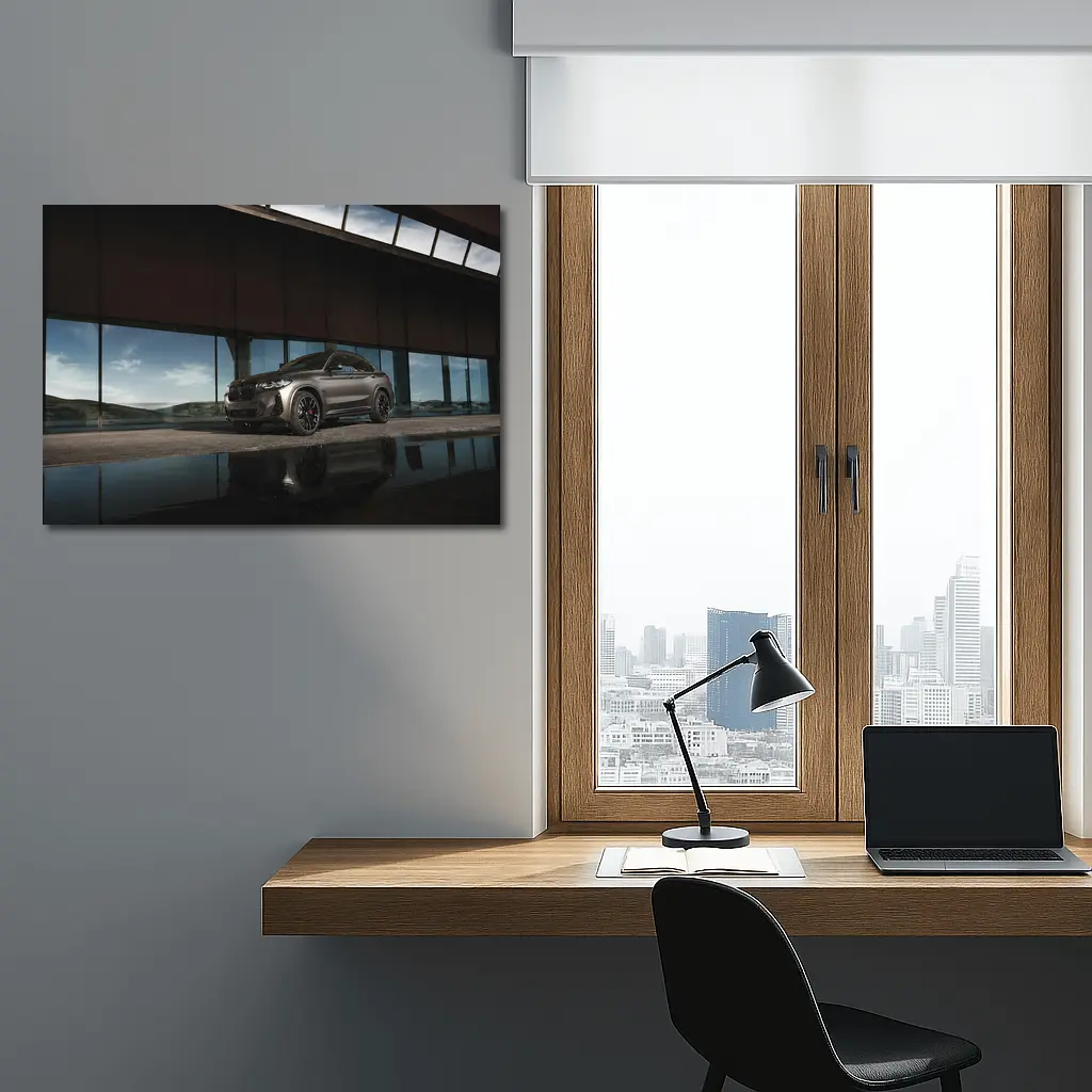 BMW X6M Matte Gray Modern Architecture Setting – Wall Art