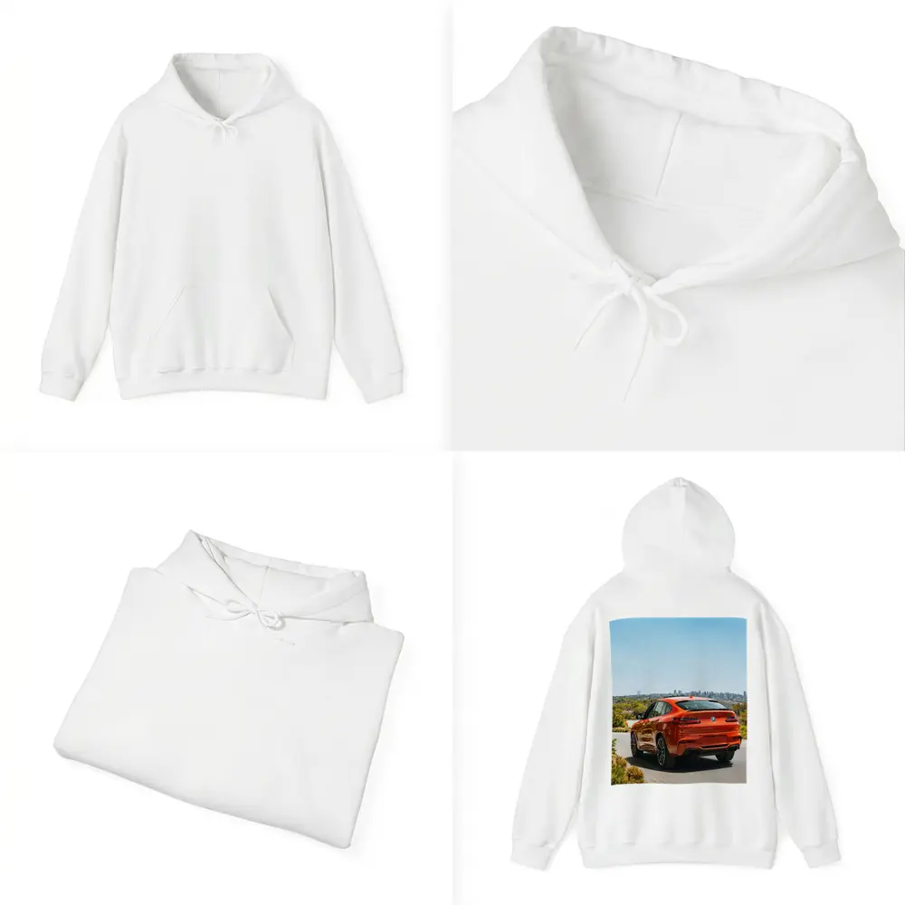 BMW X4 M Orange Rear City Skyline – Hoodies
