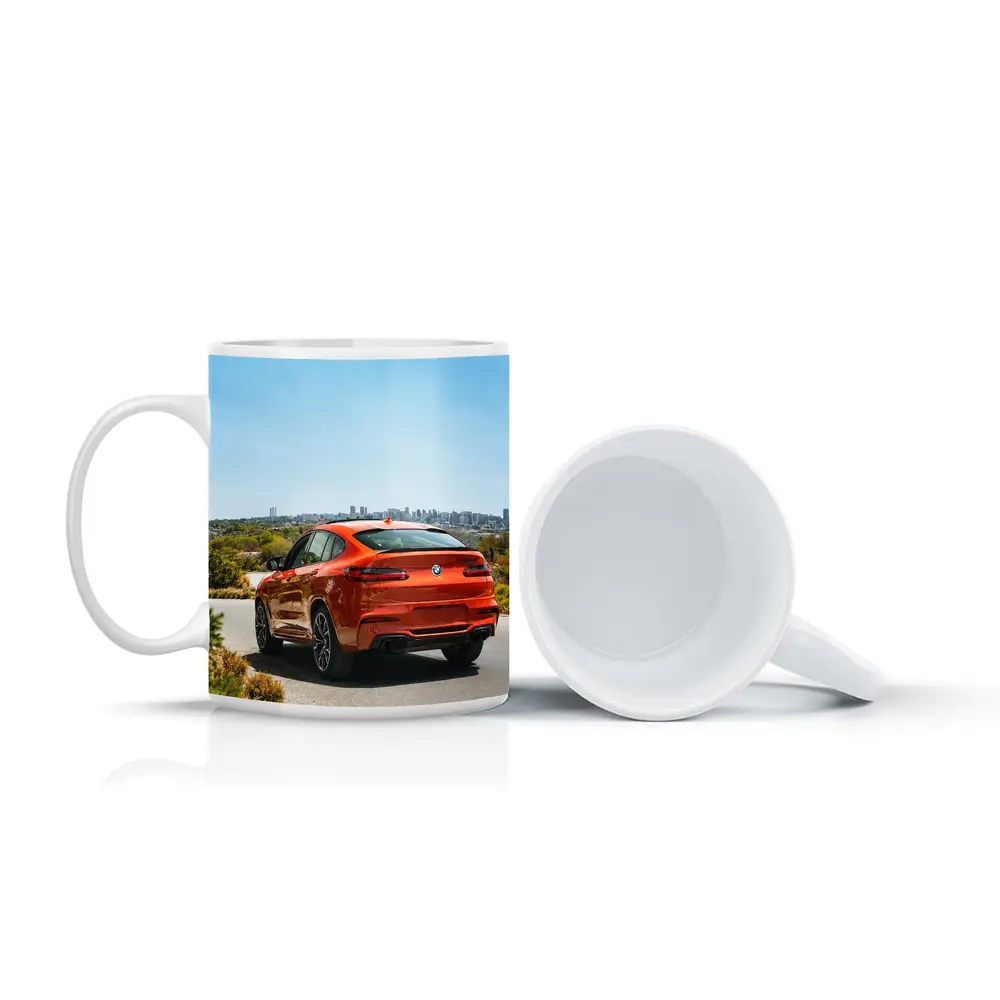 BMW X4 M Orange Rear City Skyline – Mugs