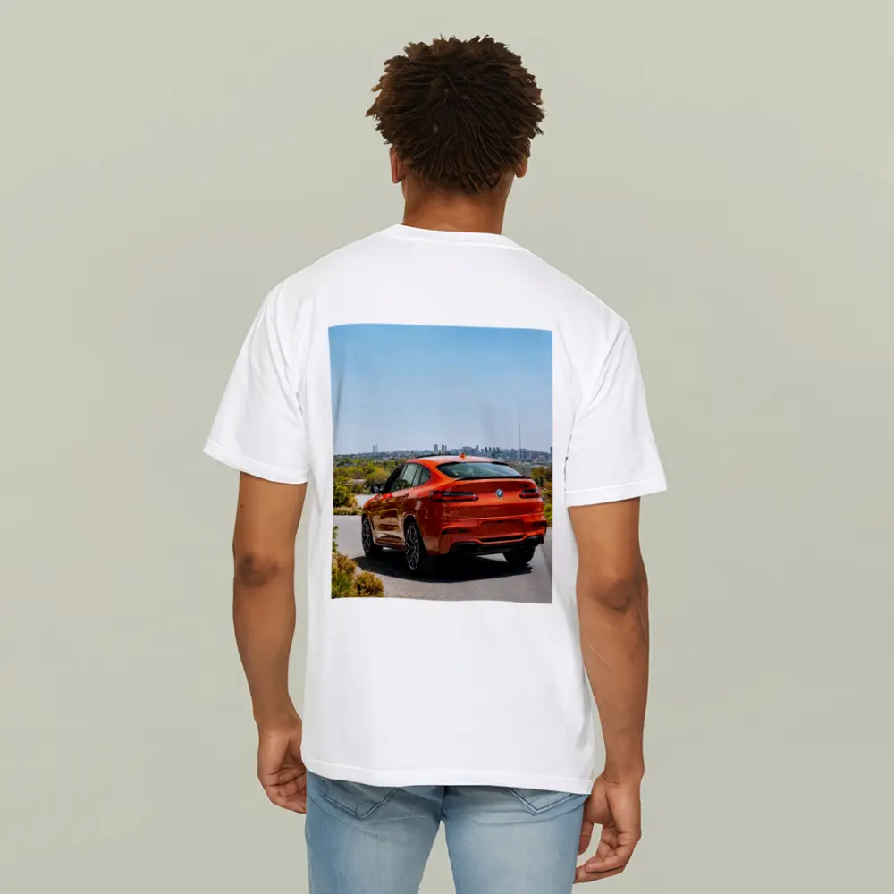 BMW X4 M Orange Rear City Skyline – T-Shirts