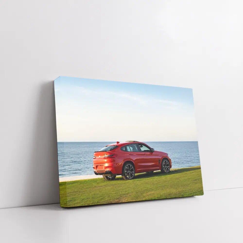 BMW X4 M Red Coastal Grass Scene – Wall Art