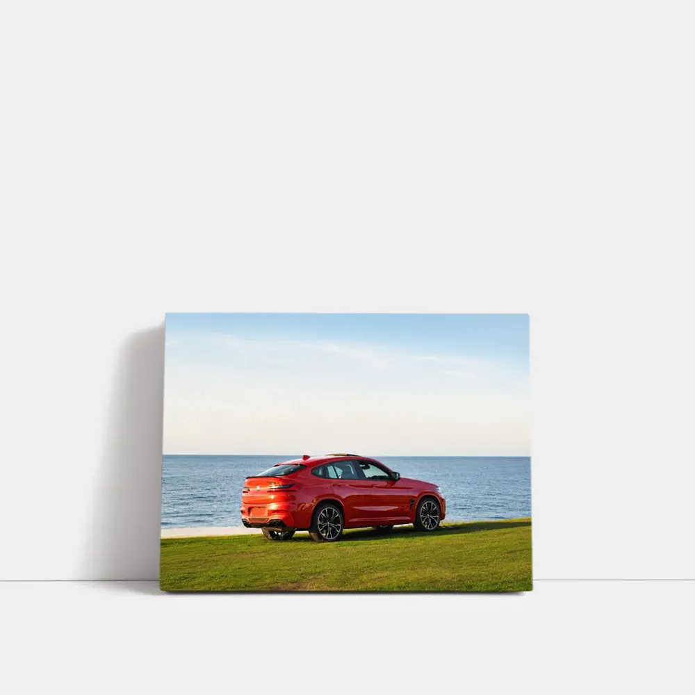 BMW X4 M Red Coastal Grass Scene – Wall Art