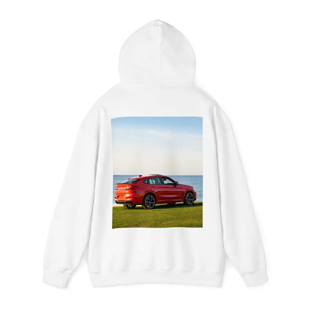 BMW X4 M Red Coastal Grass Scene – Hoodies