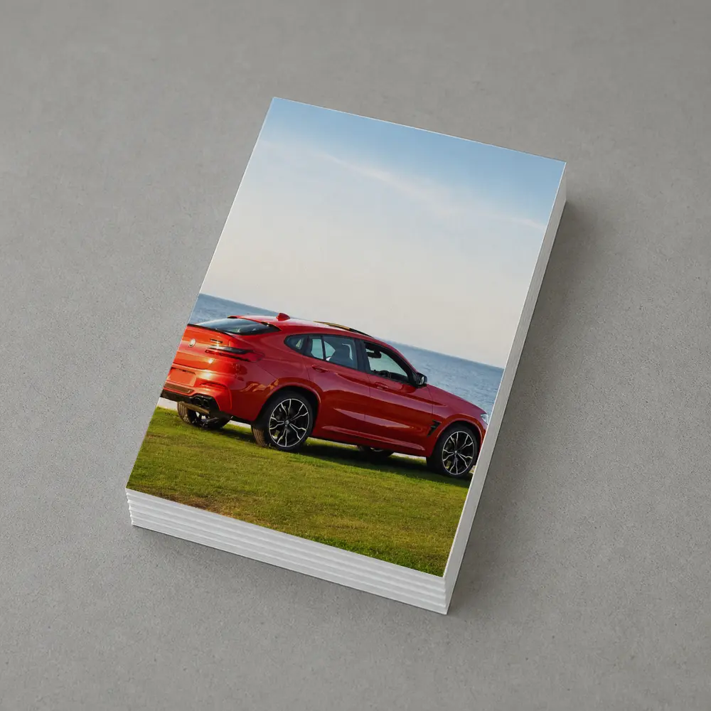 BMW X4 M Red Coastal Grass Scene – Postcards