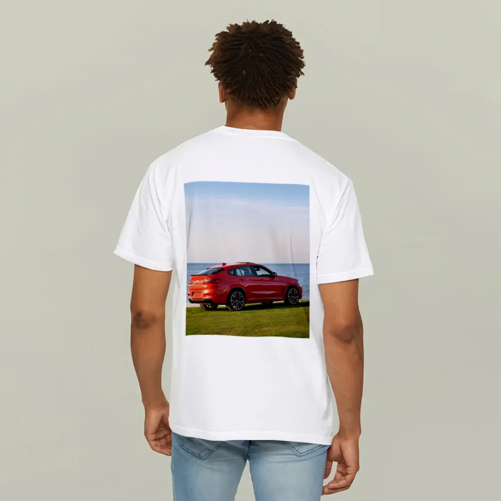 BMW X4 M Red Coastal Grass Scene – T-Shirts