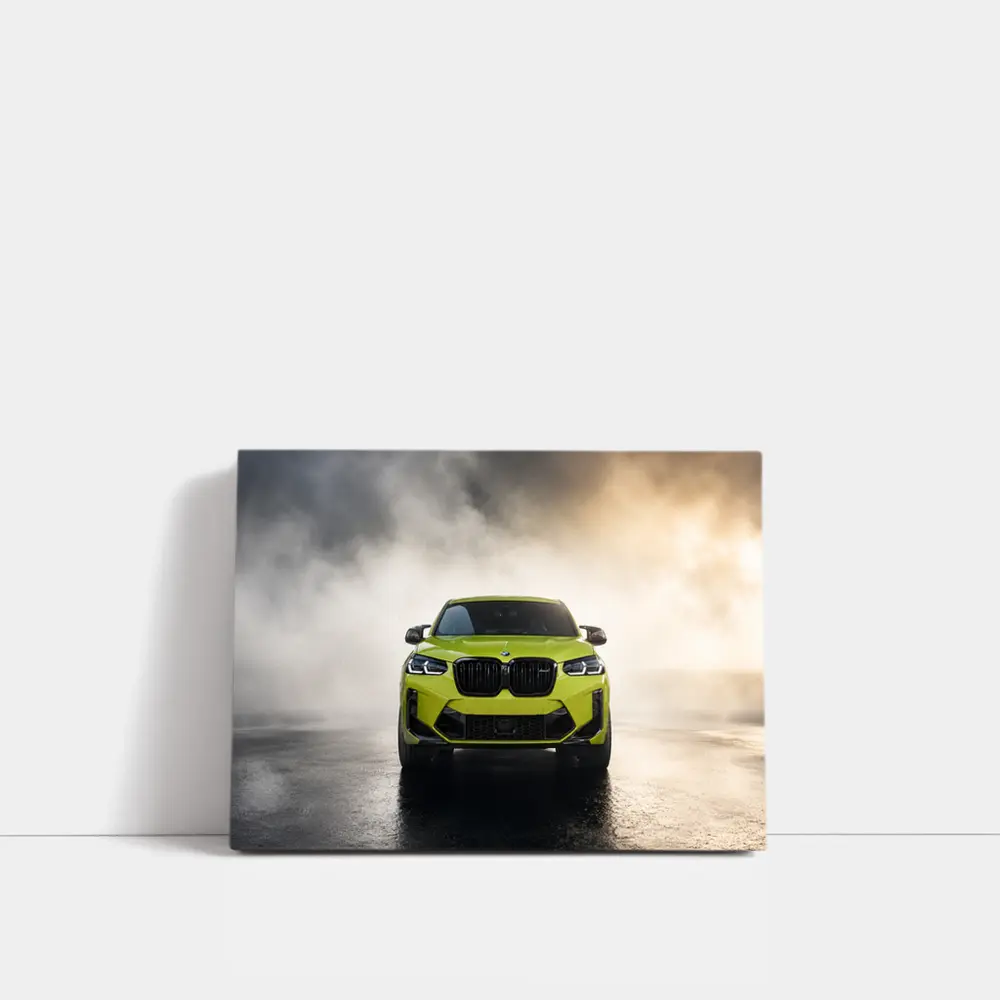 BMW X4 M Competition Yellow Smoke Background – Wall Art