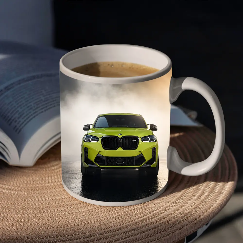 BMW X4 M Competition Yellow Smoke Background – Mugs