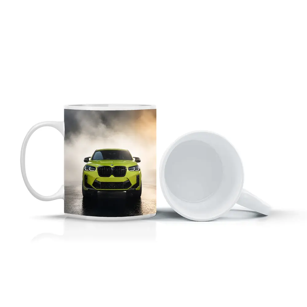 BMW X4 M Competition Yellow Smoke Background – Mugs