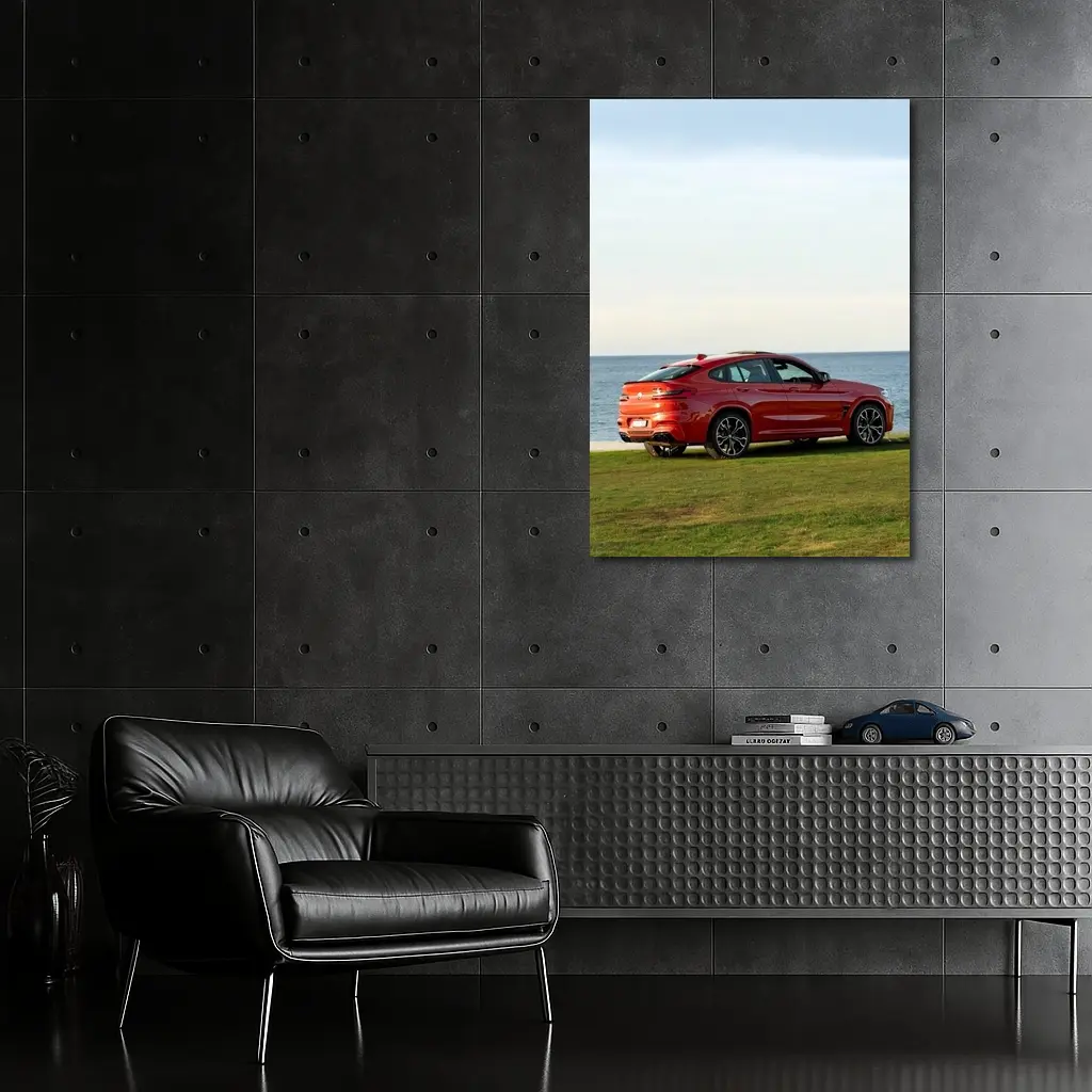 BMW X4 M Red Coastal Grass Setting – Wall Art