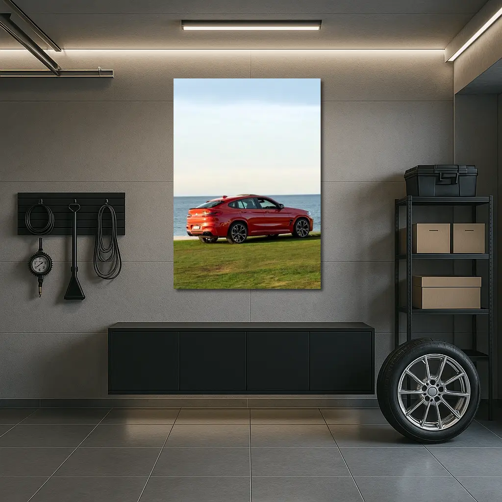 BMW X4 M Red Coastal Grass Setting – Wall Art