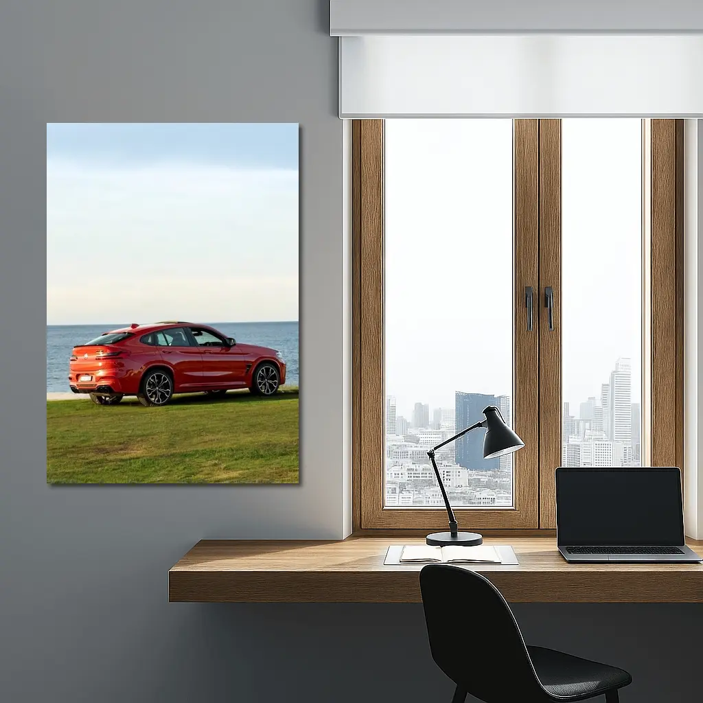 BMW X4 M Red Coastal Grass Setting – Wall Art